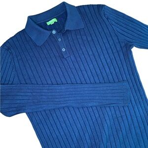 NWOT Gianni Feraud Limited Edition Sweater Men’s XL Navy Ribbed Collared Fall